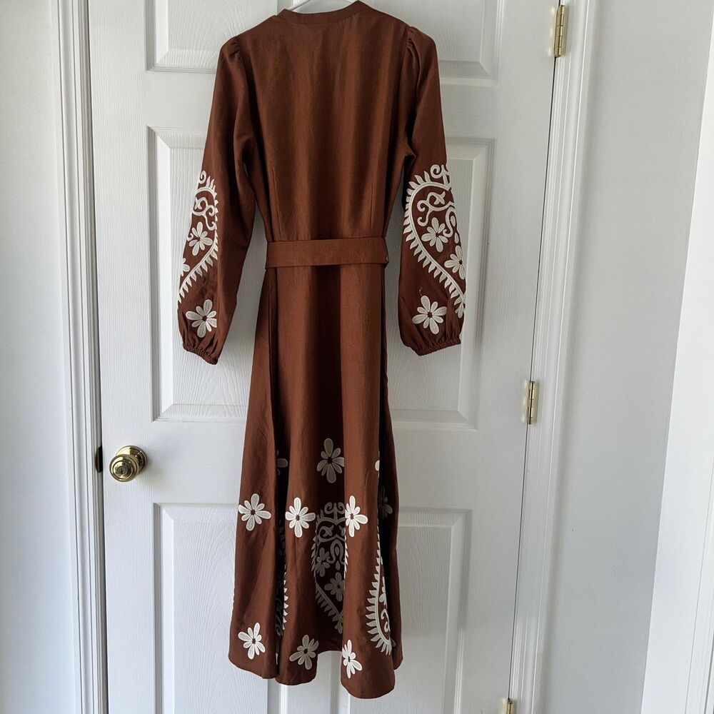 Boden Mae Linen Blend Shirt Dress Russet-Size 8R - Picture 5 of 11